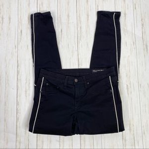 Rag & Bone Black White Leather Piping Skinny Jeans